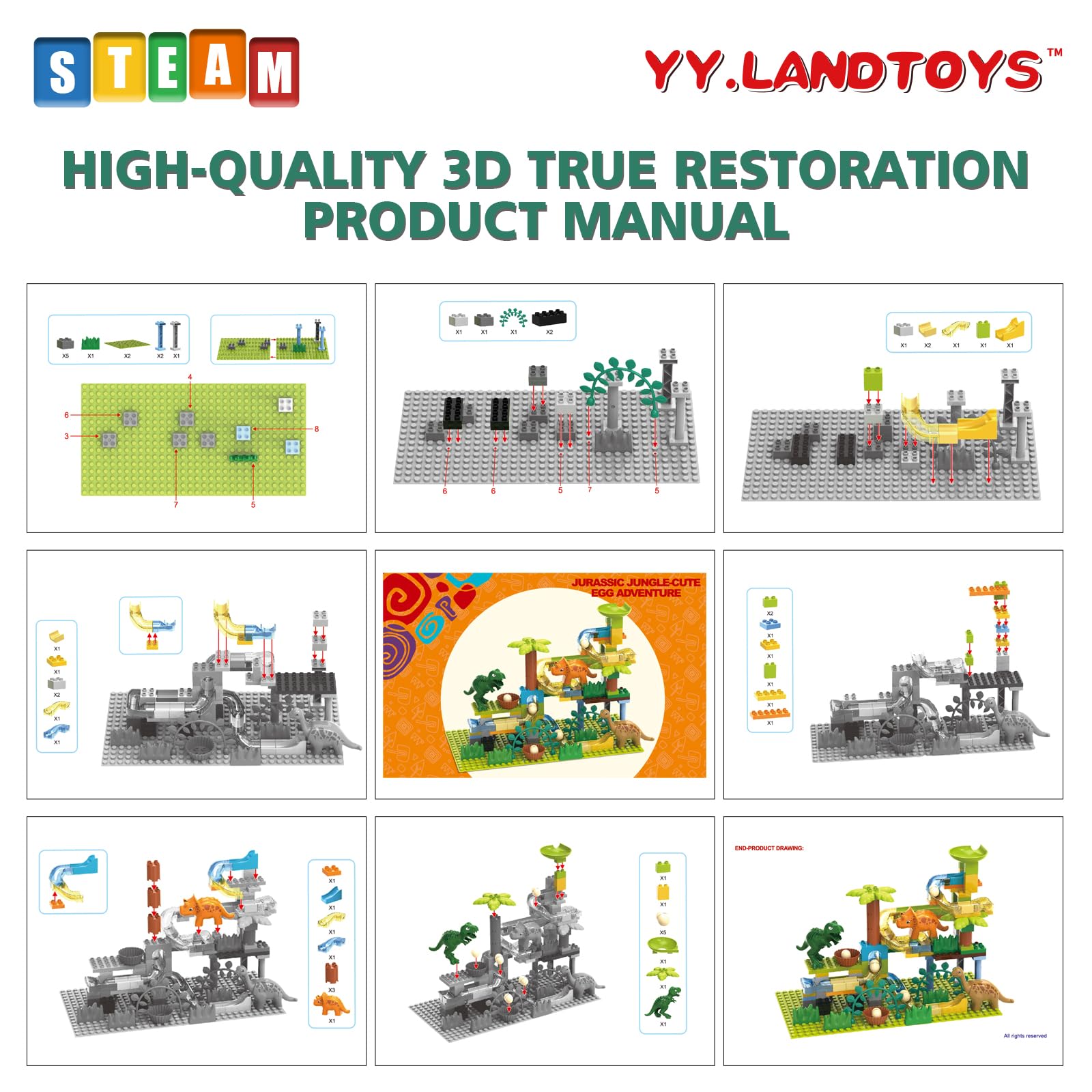 Dinosaur Marble Runs for Kids 4-8 Building Blocks/125Pcs - Imagen 4