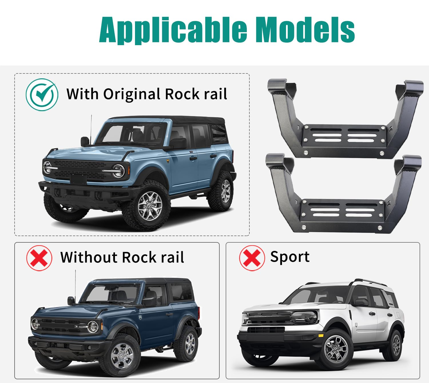 2Pcs Estribos Laterales Compatibles con Ford Bronco 2/4 - Imagen 3