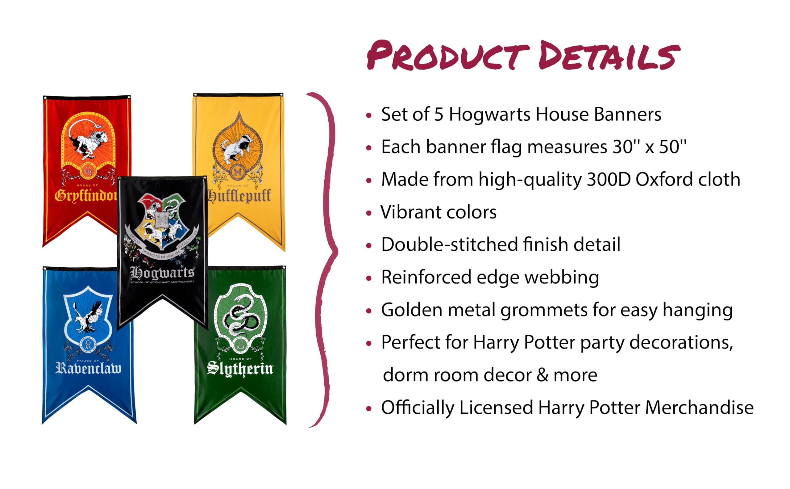 Conjunto de 5 Banderas de Casas de Magia de Harry Potter - Imagen 10