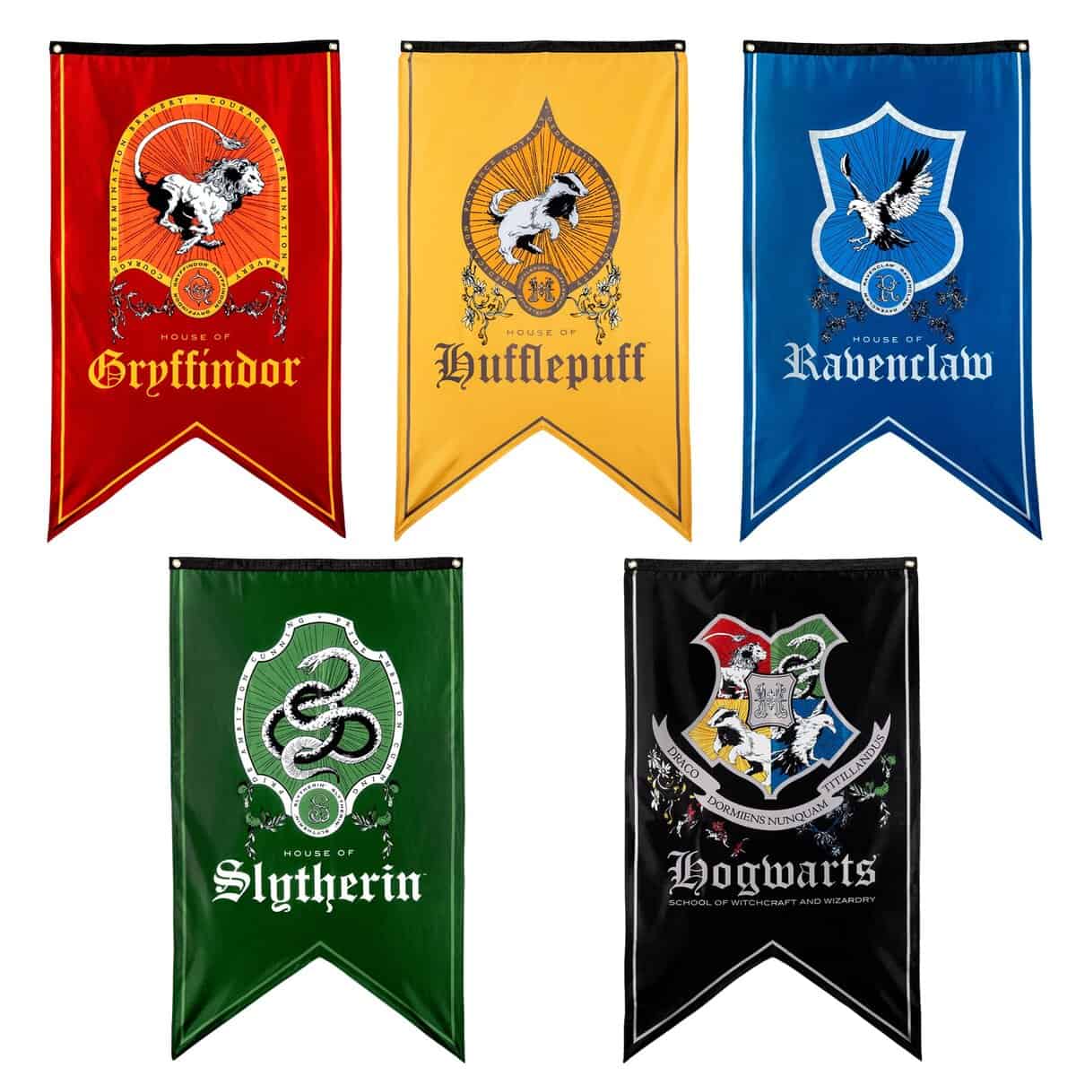 Conjunto de 5 Banderas de Casas de Magia de Harry Potter