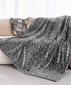 Manta de Lana Estampado de Leopardo Suave y Esponjosa para