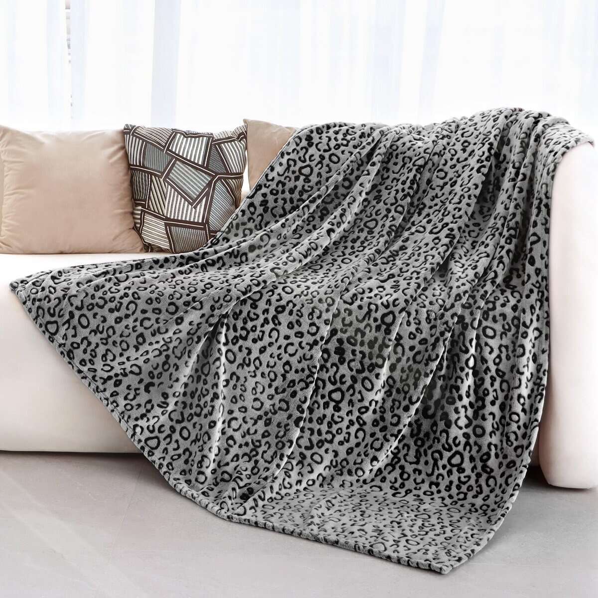 Manta de Lana Estampado de Leopardo Suave y Esponjosa para