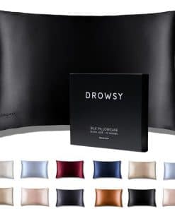 Funda de Almohada de Seda Drowsy - 100% Seda -Negro Jade