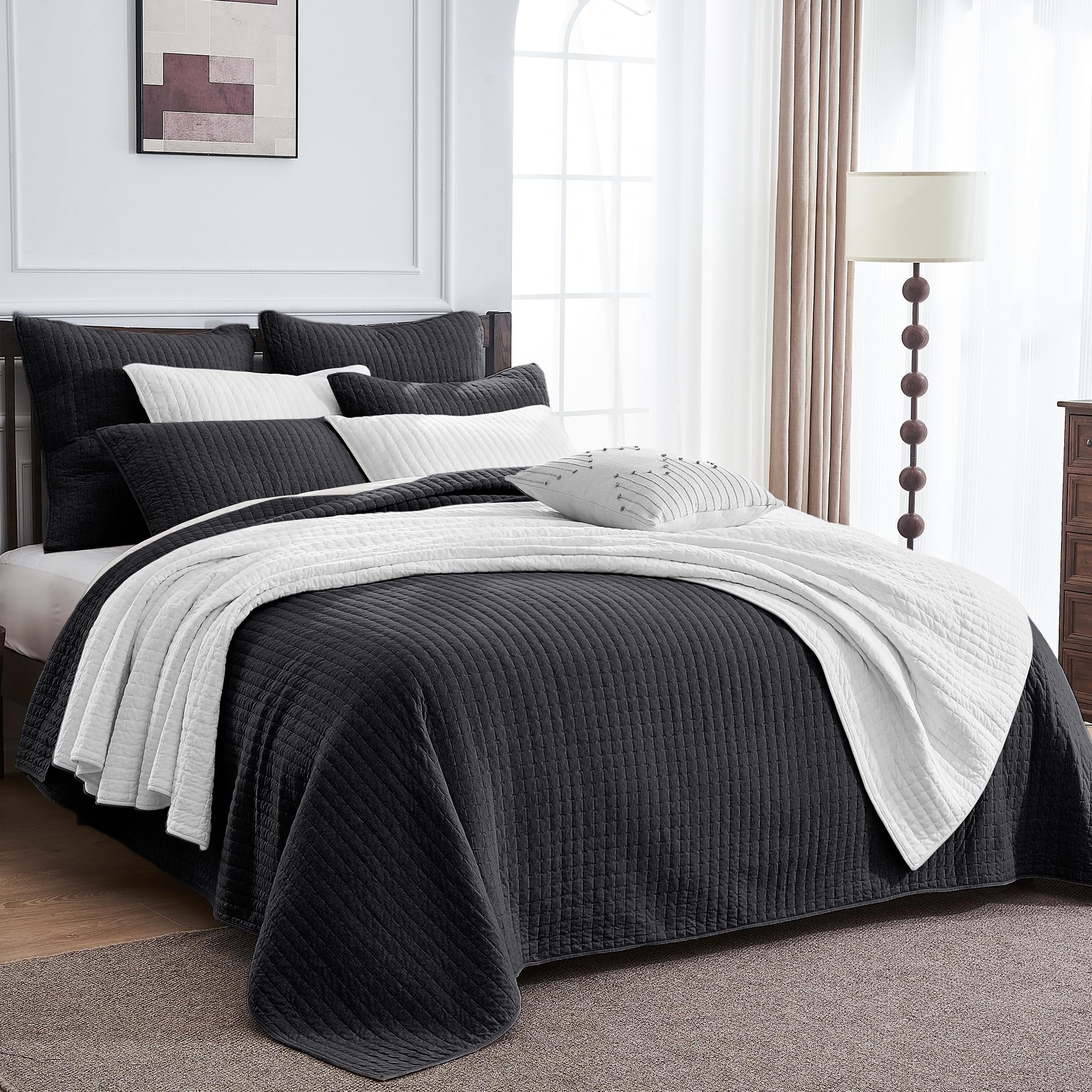 Juego de Colcha Reversible de Algodón 100% Wonderful Queen,