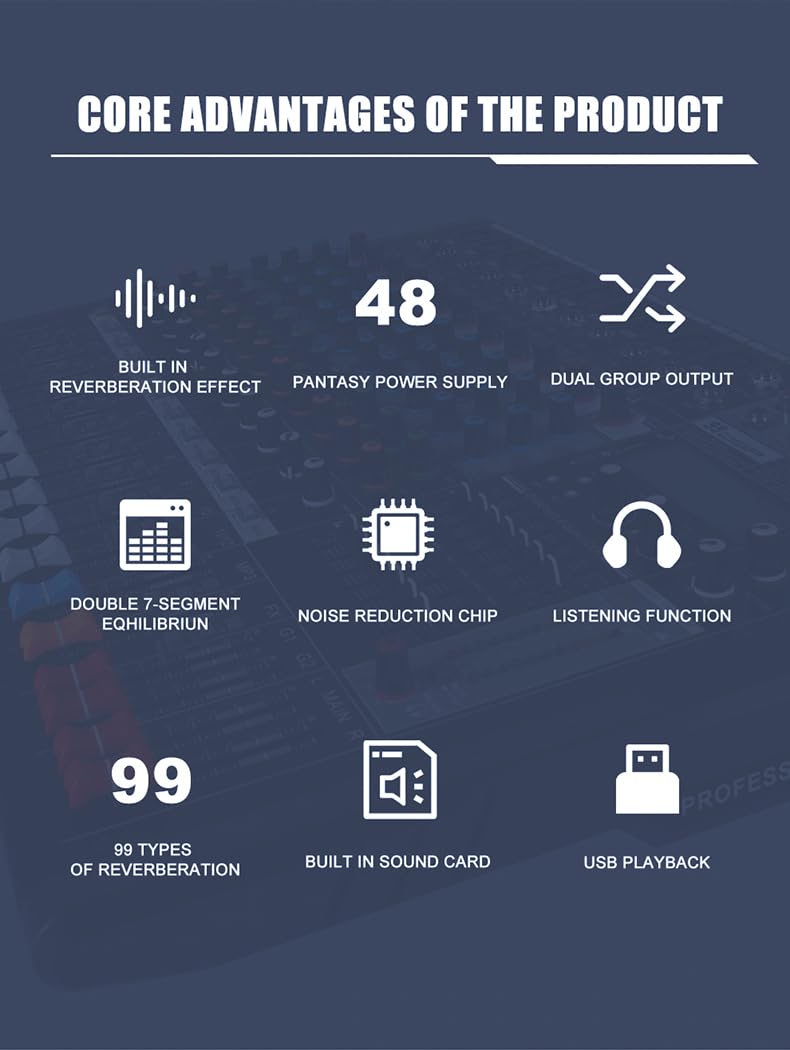 Mesa de Mezclas de 8 Canales Doslnlya EX8 con Interfaz de - Imagen 4