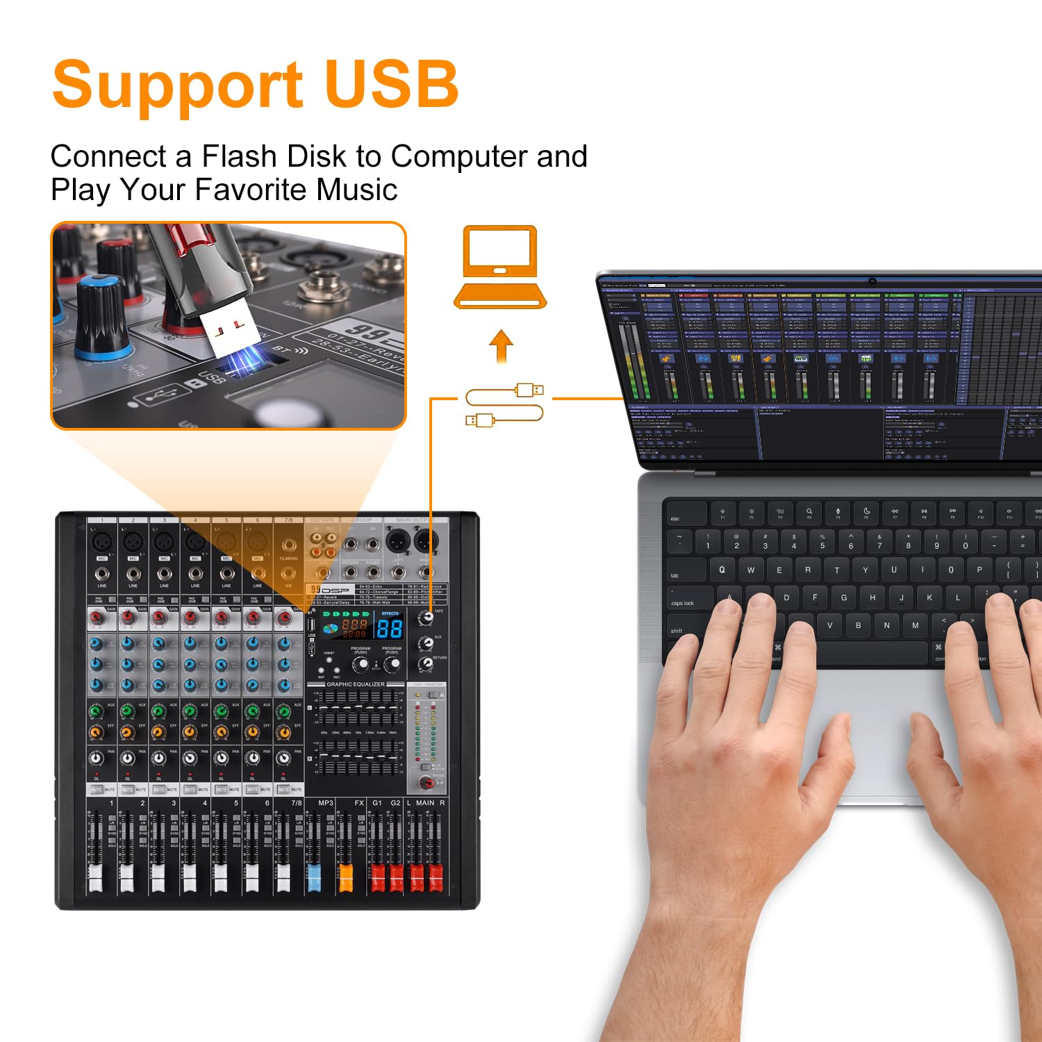 Mesa de Mezclas de 8 Canales Doslnlya EX8 con Interfaz de - Imagen 6