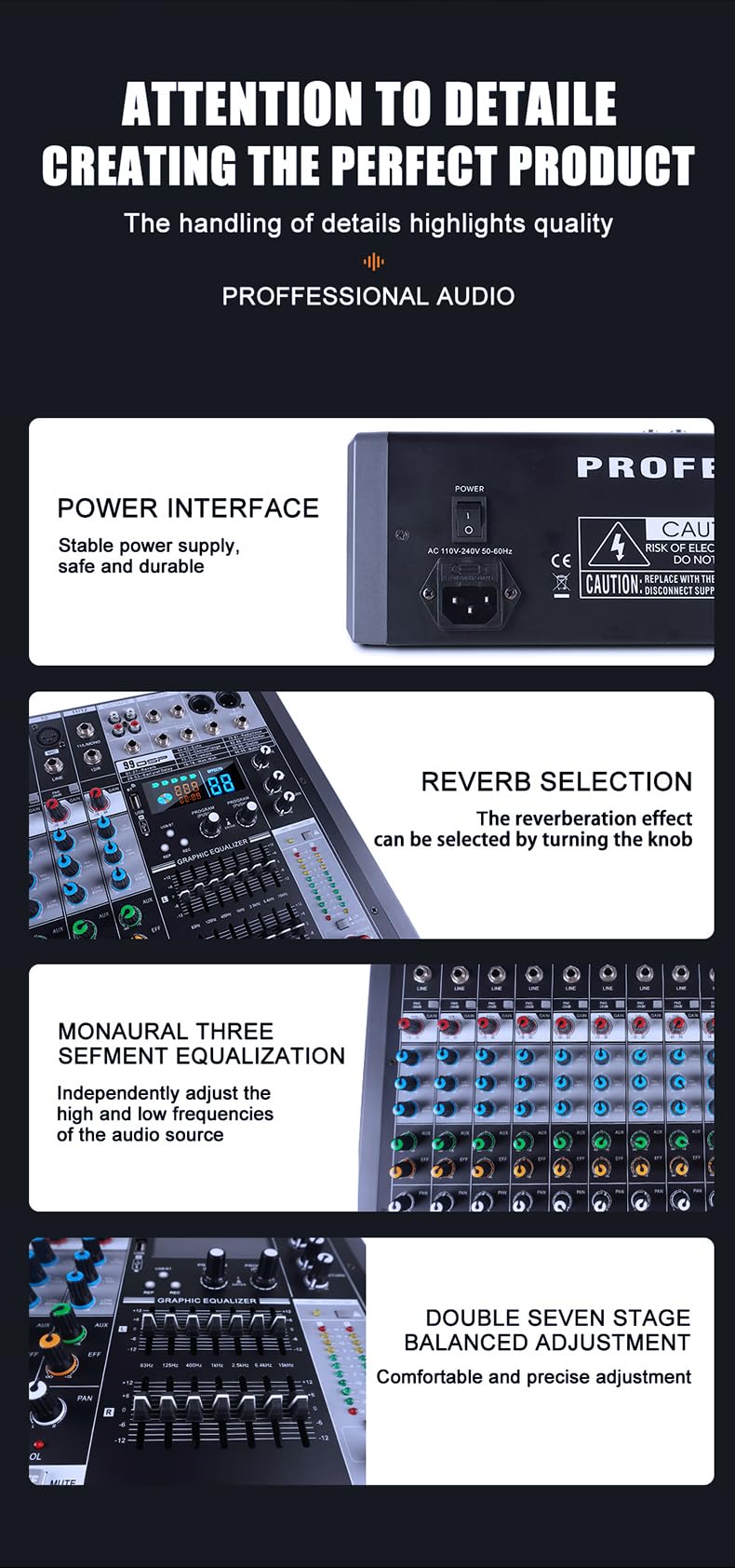 Mesa de Mezclas de 8 Canales Doslnlya EX8 con Interfaz de - Imagen 5