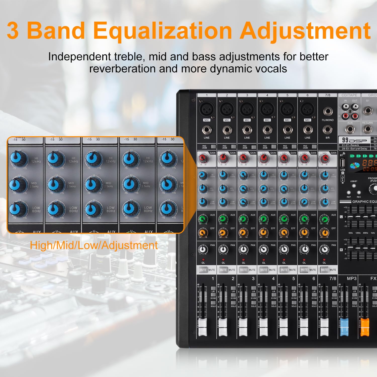 Mesa de Mezclas de 8 Canales Doslnlya EX8 con Interfaz de - Imagen 7