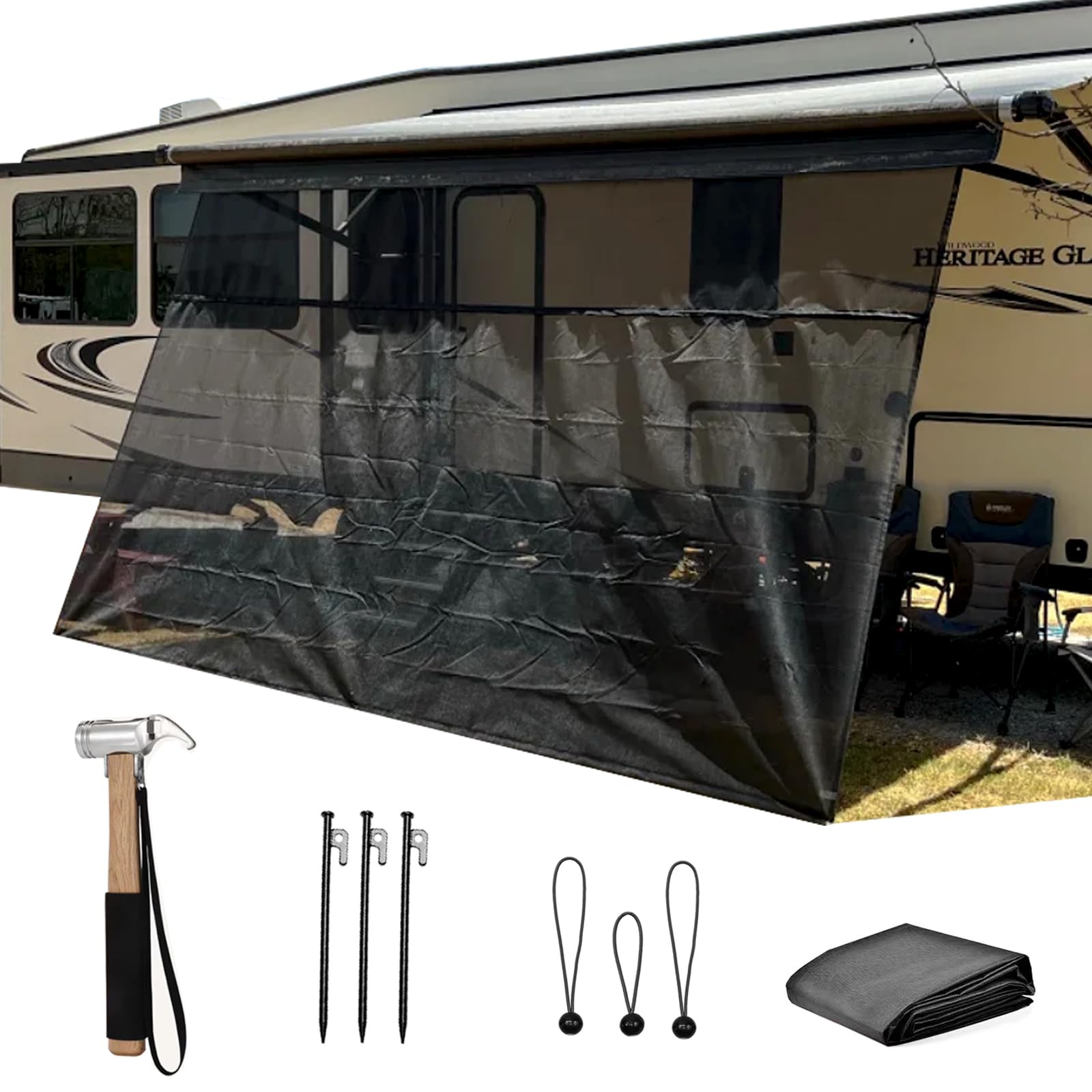 Toldo de sombra para toldo de RV con Cremallera de 9' X 12'
