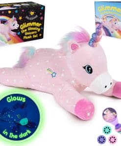 Conjunto de Peluche de Unicornio Glow in The Dark con Libro