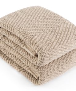 Manta de Punto Largo 50"X60", en Tejido de Espiga Taupe