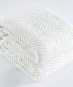 Manta de punto Knitted Throw 50"X60", Blanca Mantas de