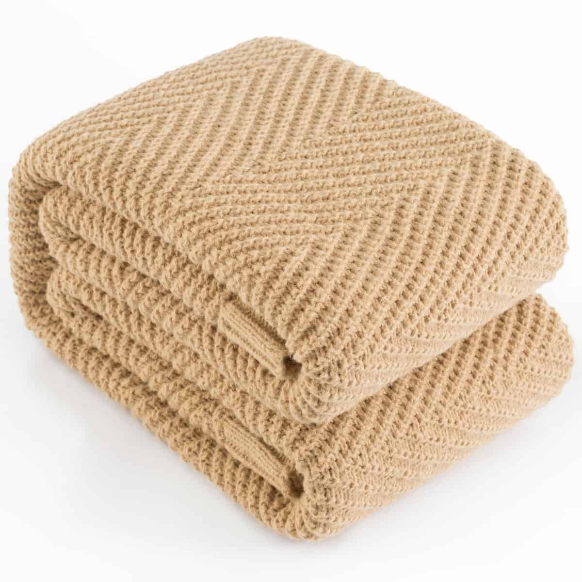 Cobertor de Punto LONG CREATE 60"X80", Café Beige Mantas de