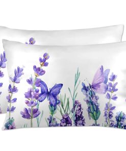 Funda de Almohada de Verano con Estampado Floral de Lavanda