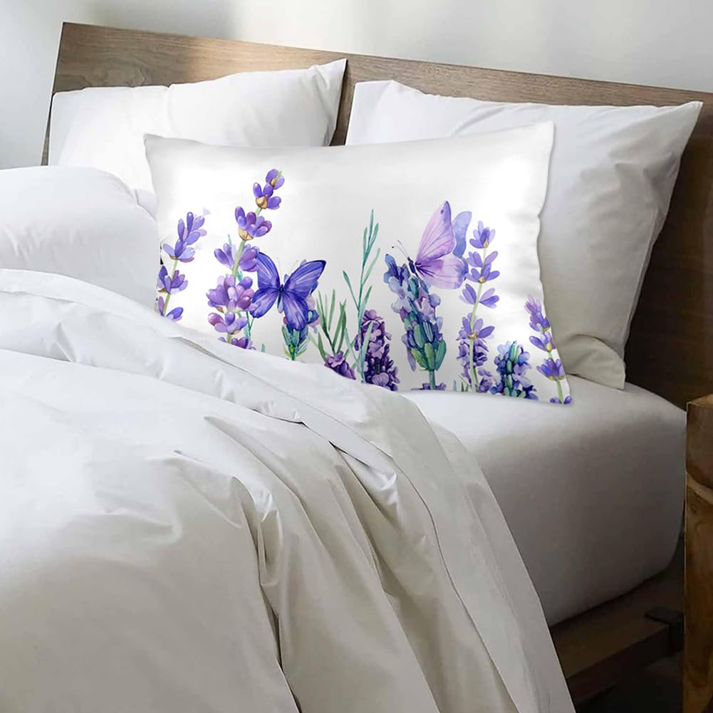 Funda de Almohada de Verano con Estampado Floral de Lavanda - Imagen 4
