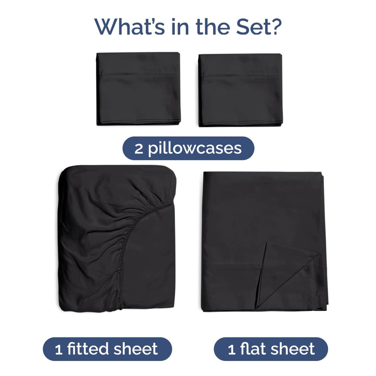 Juego de sábanas de bambú tamaño Cal King -Negro - Imagen 3