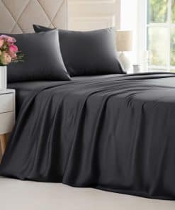 Juego de sábanas de bambú tamaño Cal King -Negro