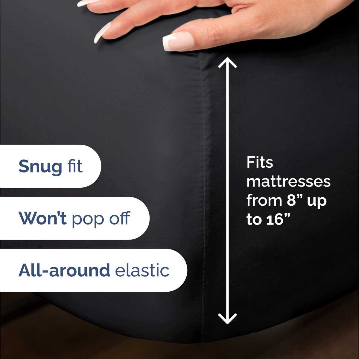 Juego de sábanas de bambú tamaño Cal King -Negro - Imagen 7