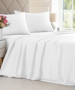 Juego de sábanas de bambú tamaño King - -Blanco