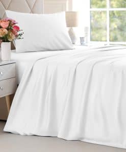 Juego de sábanas de bambú tamaño twin - Sábanas -Blanco