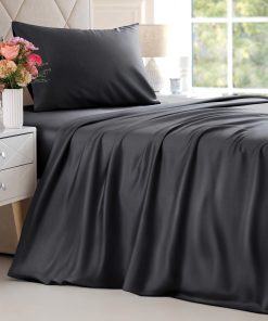 Juego de sábanas de bambú tamaño twin - Sábanas -Negro