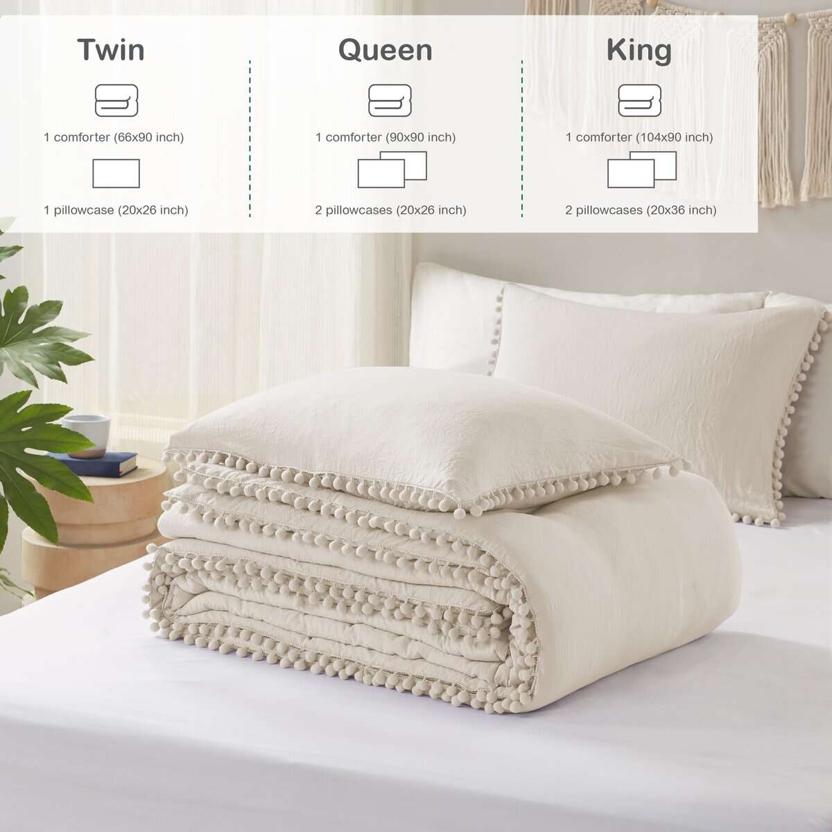 Juego de edredón Codi Beige Queen - Ropa de cama bohemia - Imagen 8