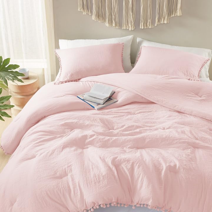 Juego de edredón Codi Rosa Queen - Ropa de cama boho con