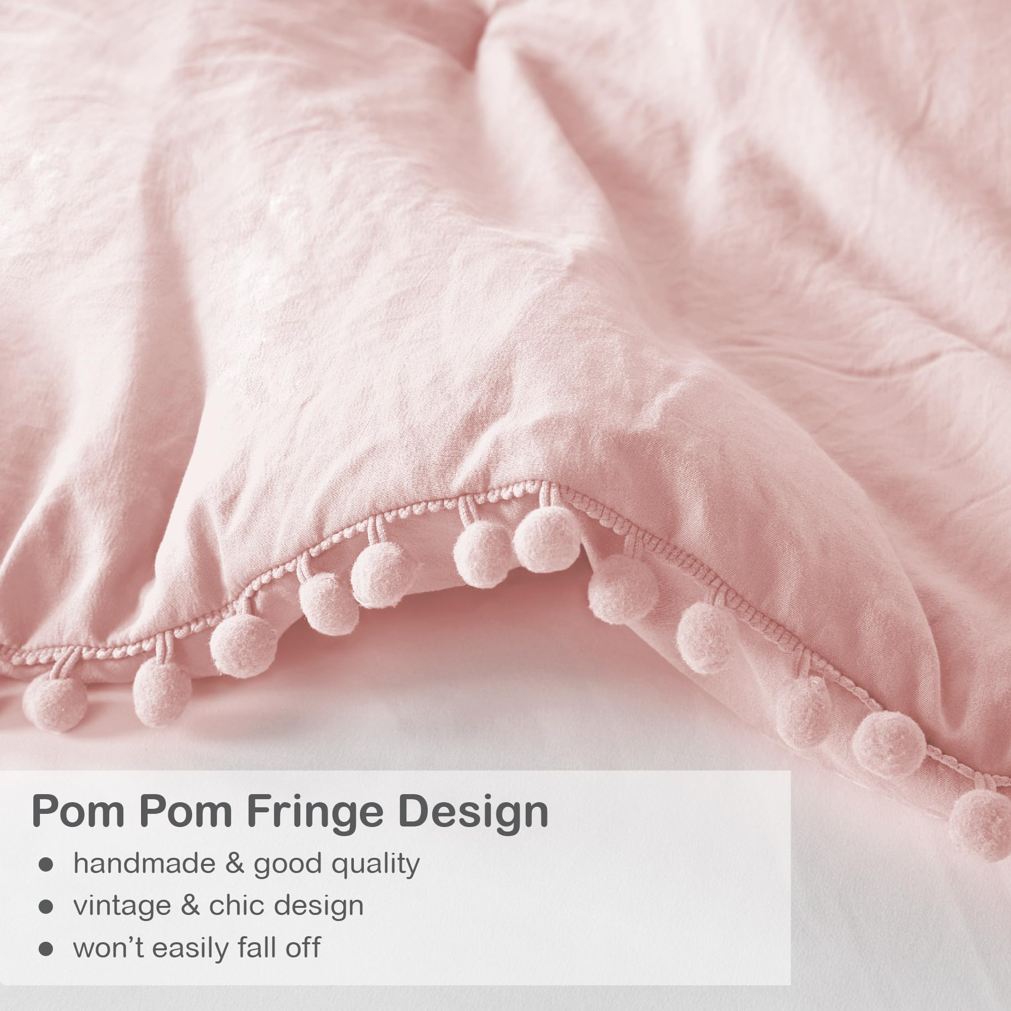 Juego de edredón Codi Rosa Queen - Ropa de cama boho con - Imagen 6