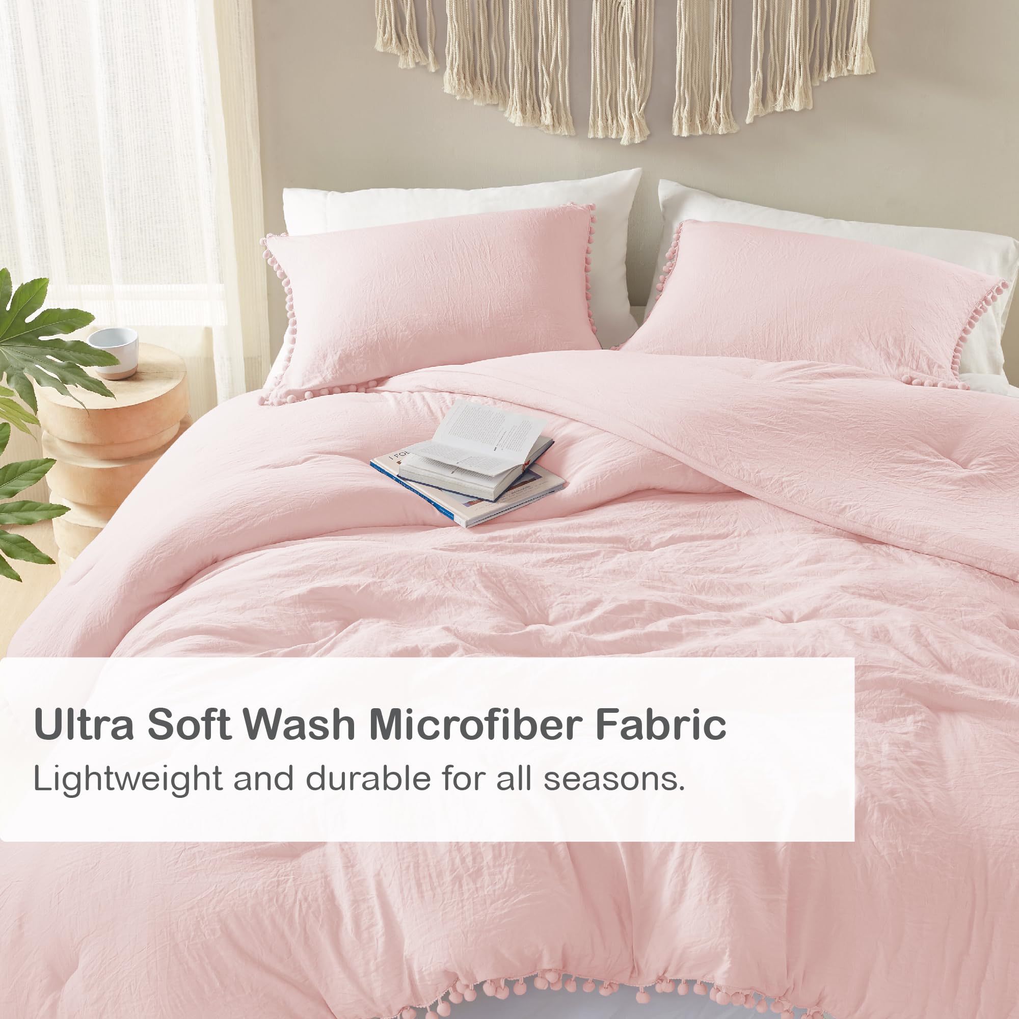 Juego de edredón Codi Rosa Queen - Ropa de cama boho con - Imagen 5