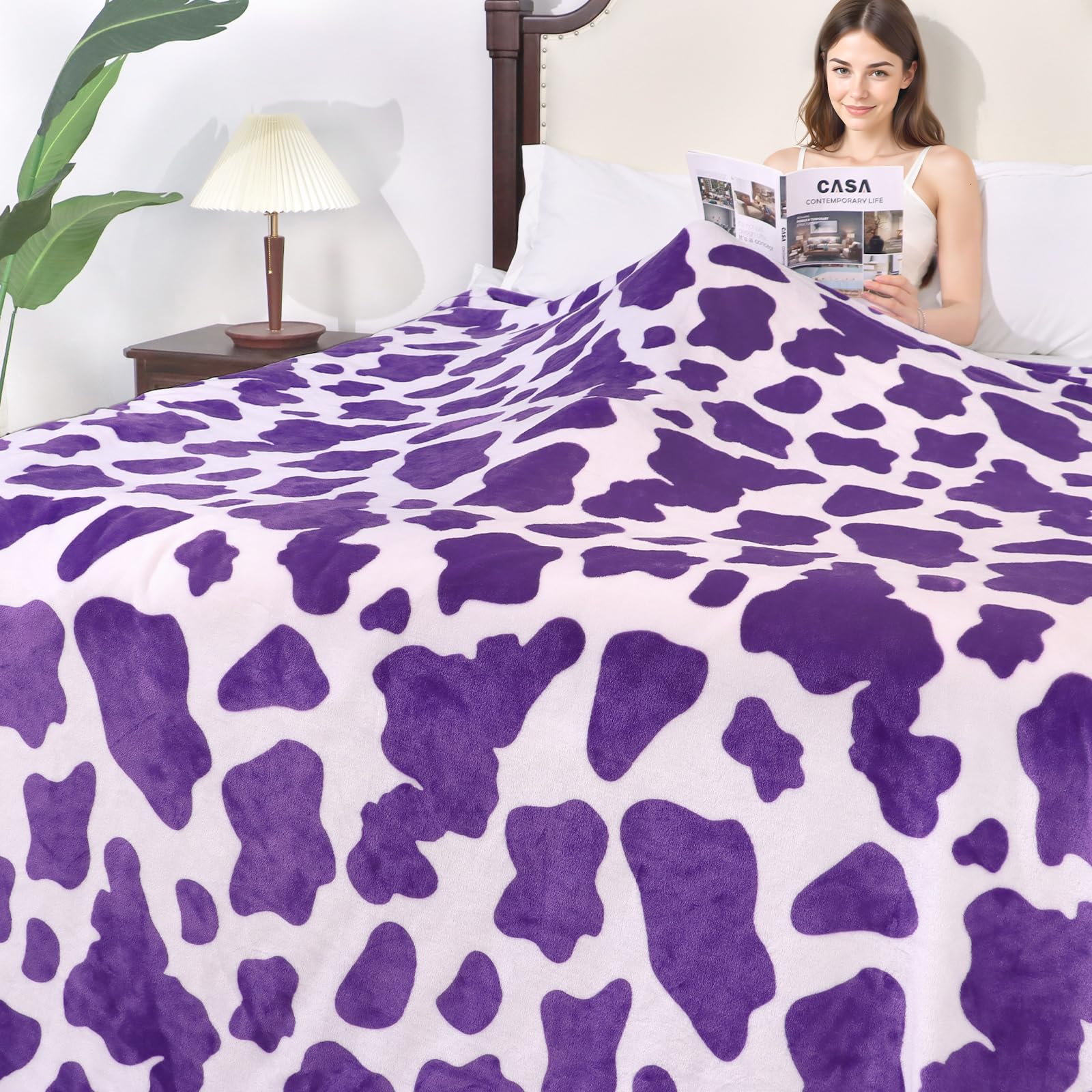 Manta Suave Tamaño Queen Púrpura Mantas para Cama