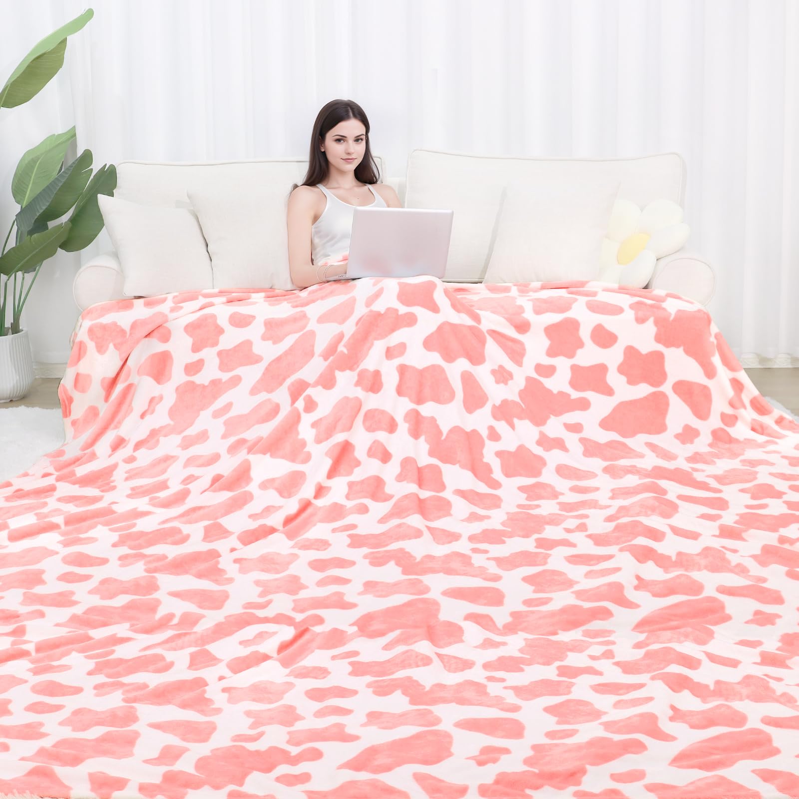 Manta de Rey para Cama 229x274cm Rosa Claro Suave Manta de