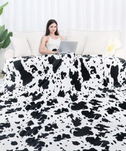 Manta de cama king size de microfibra con estampado de vaca