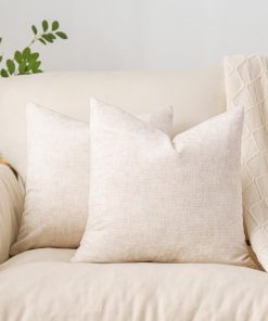 Funda de cojín chenilla NiNi ALL beige de 22x22 pulgadas