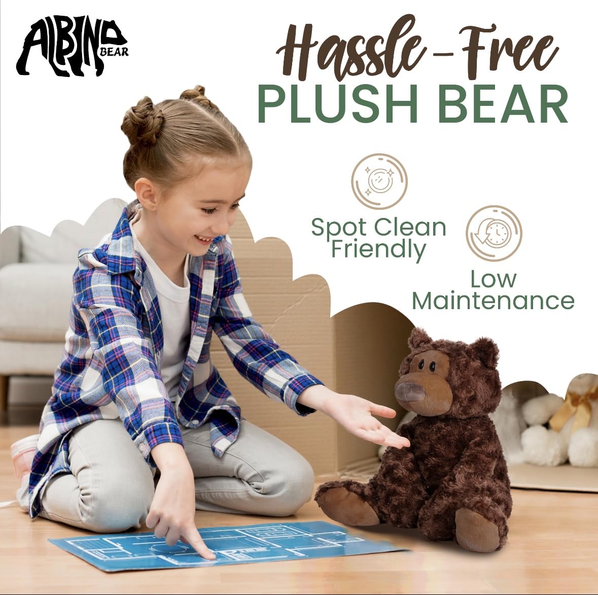 Peluche Oso de Peluche. Animal Relleno Ponderado para Niños - Imagen 5