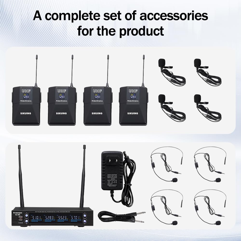 Sistema de Micrófono Inalámbrico UHF de 4 Canales BOMGE con - Imagen 8