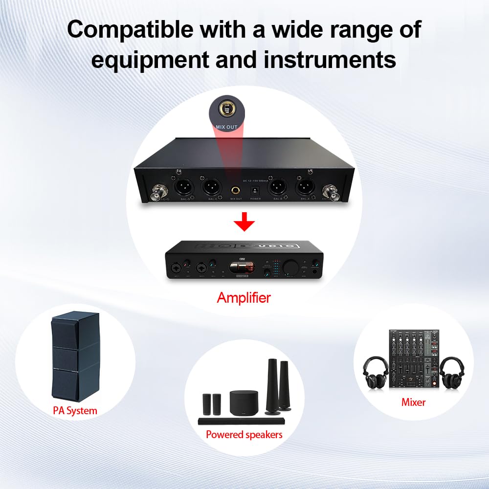 Sistema de Micrófono Inalámbrico UHF de 4 Canales BOMGE con - Imagen 7