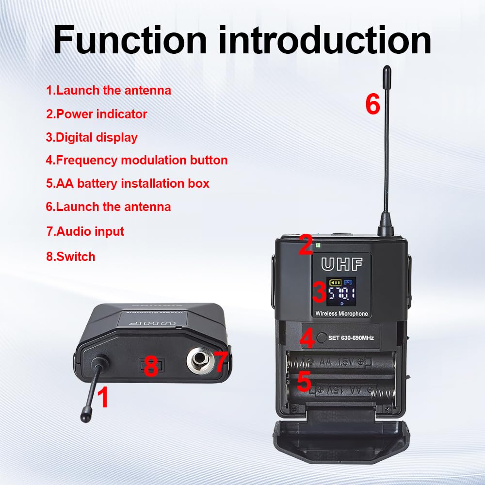Sistema de Micrófono Inalámbrico UHF de 4 Canales BOMGE con - Imagen 6