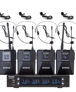 Sistema de Micrófono Inalámbrico UHF de 4 Canales BOMGE con