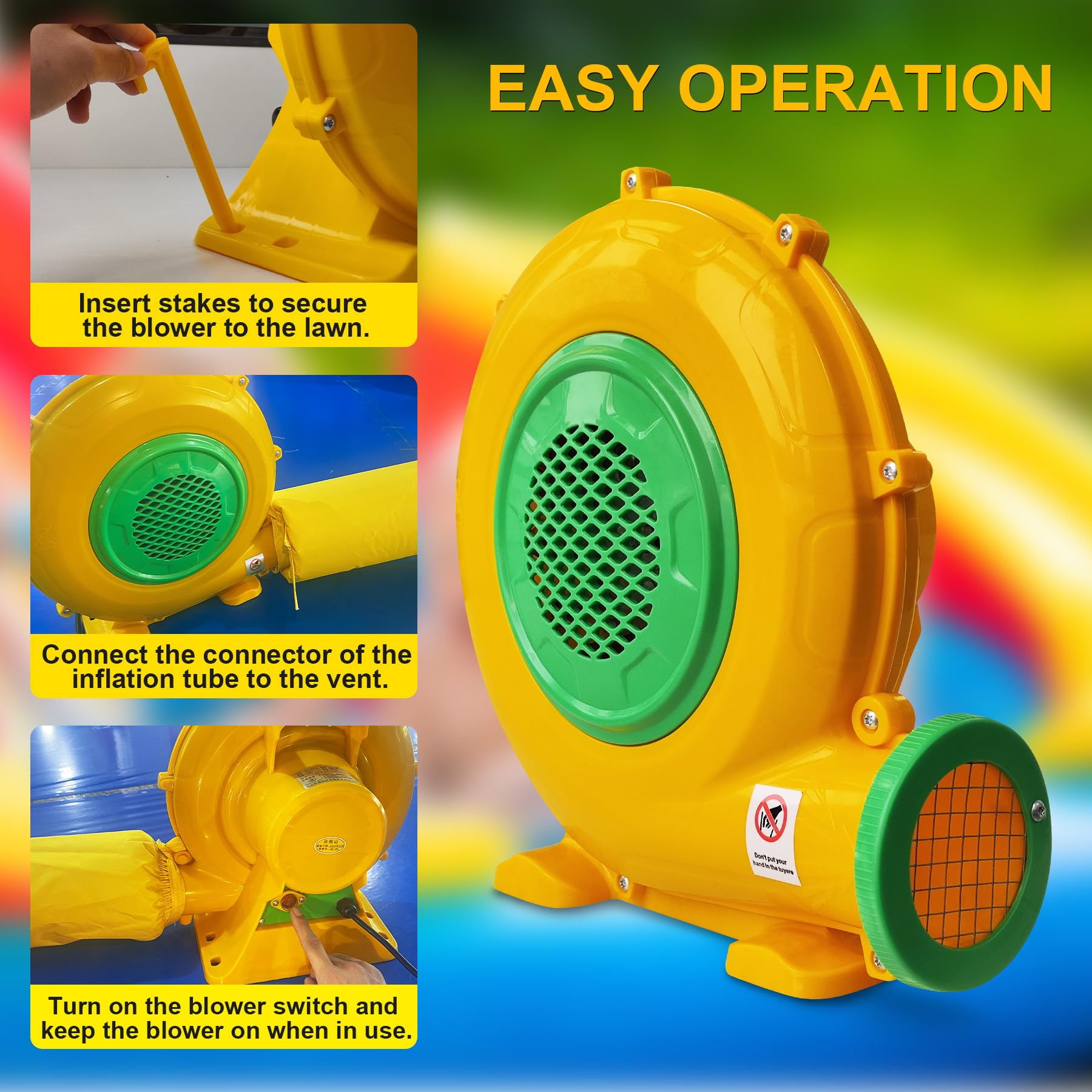 Soplador Huilynsen para Casa de Rebote - Soplador de 550W - Imagen 8