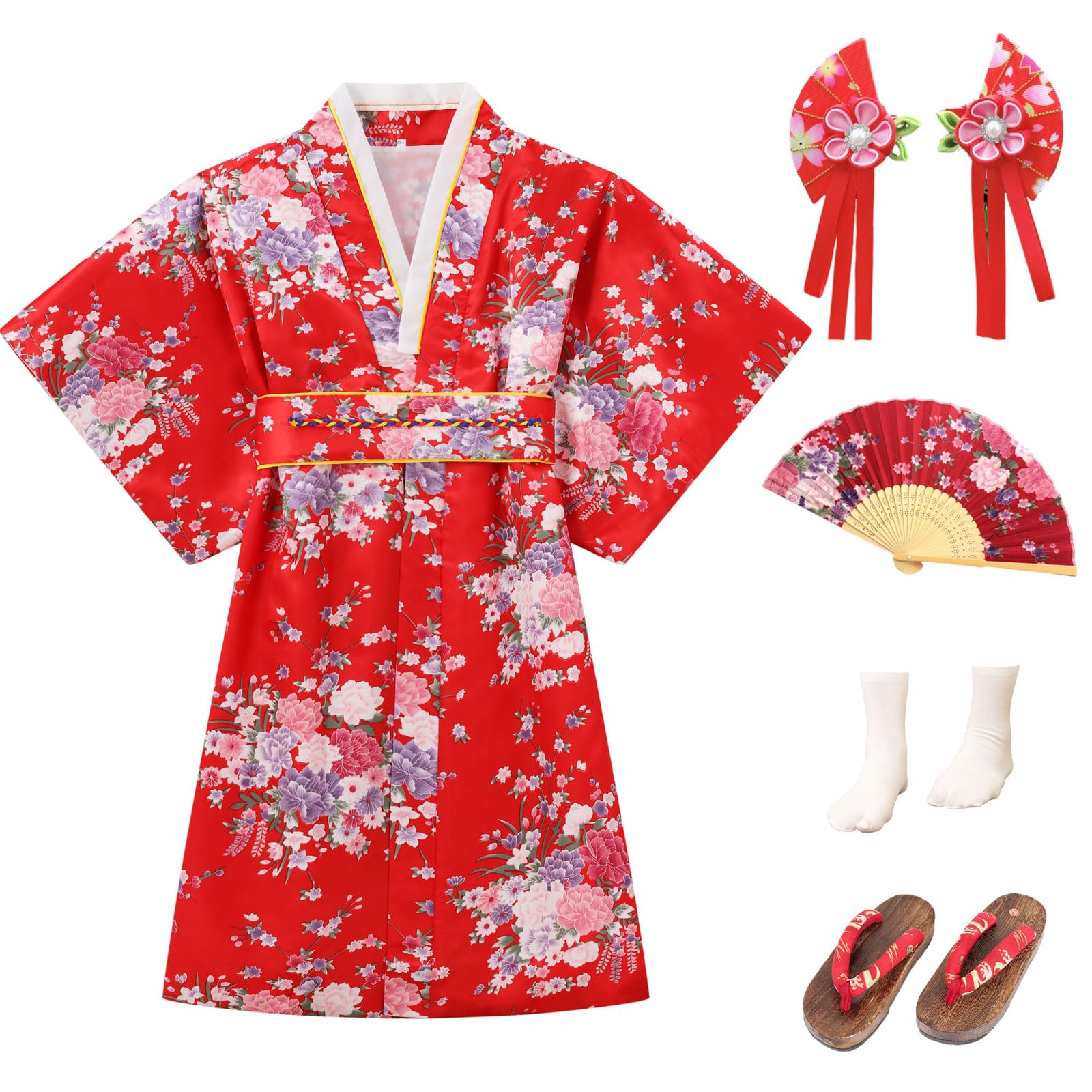 Disfraz de Vestido Tradicional Japonés para Niñas Kimono