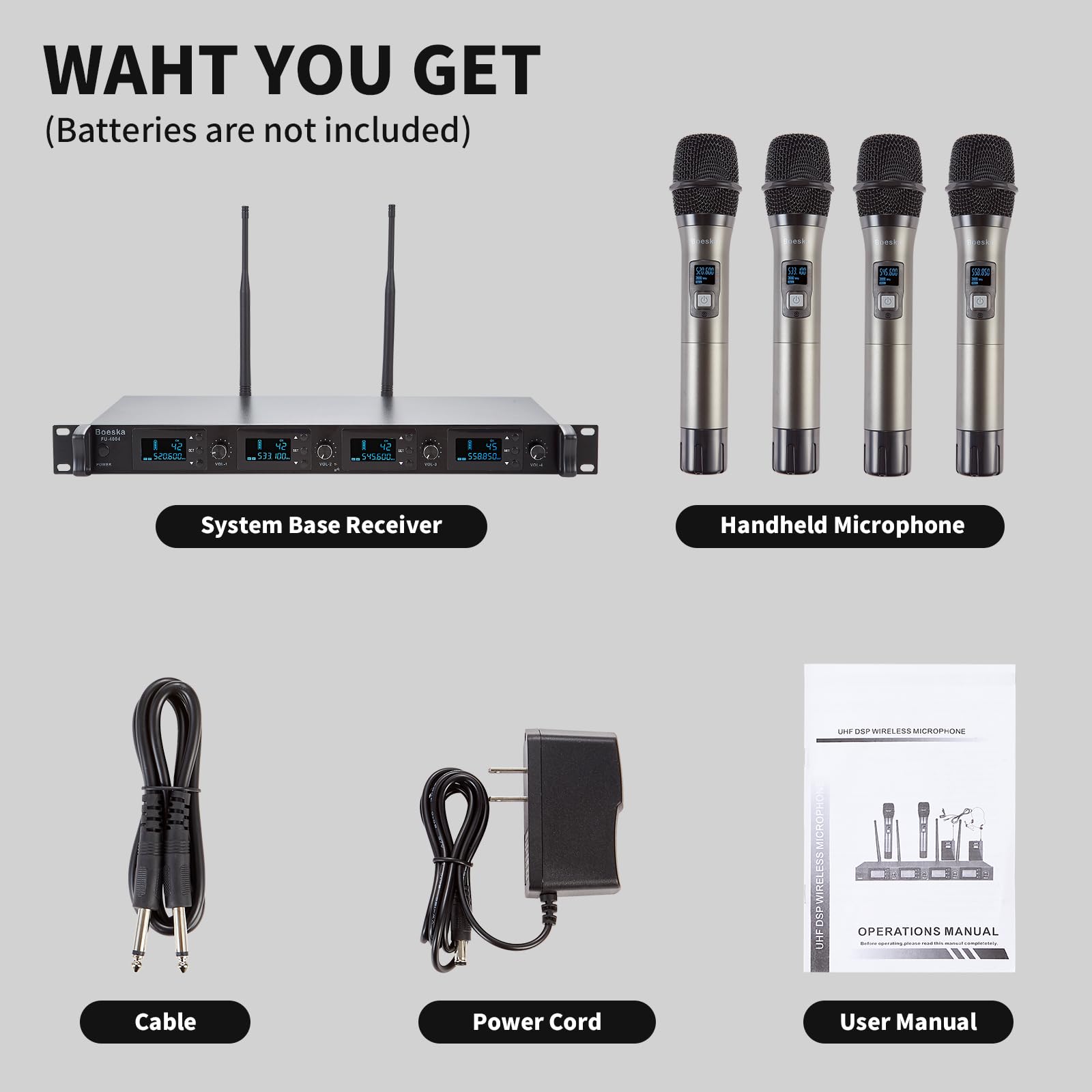 Sistema de Micrófono Inalámbrico Boeska de 4 Canales UHF - Imagen 8