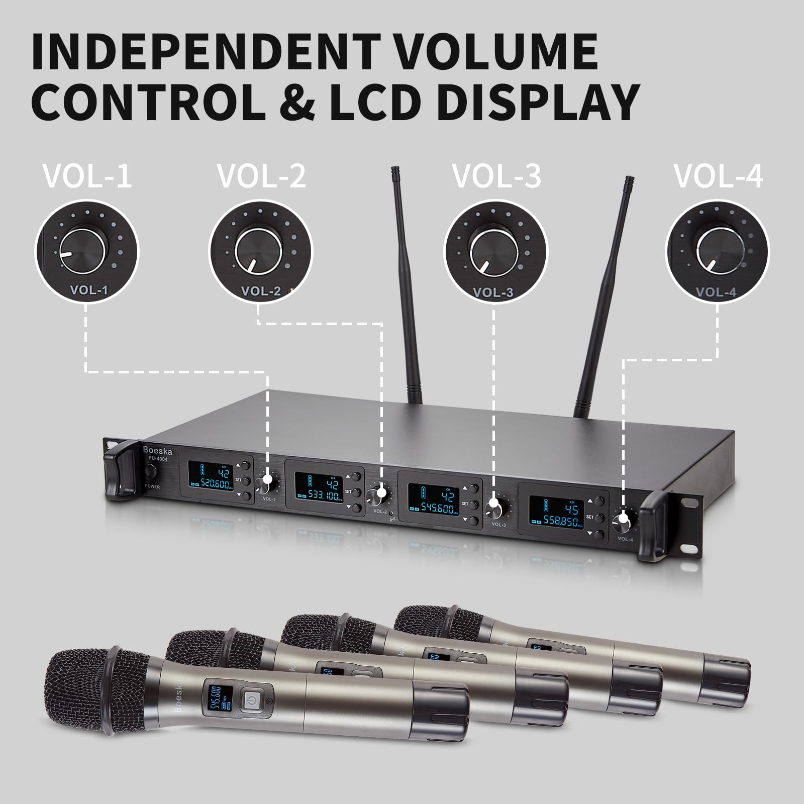 Sistema de Micrófono Inalámbrico Boeska de 4 Canales UHF - Imagen 4