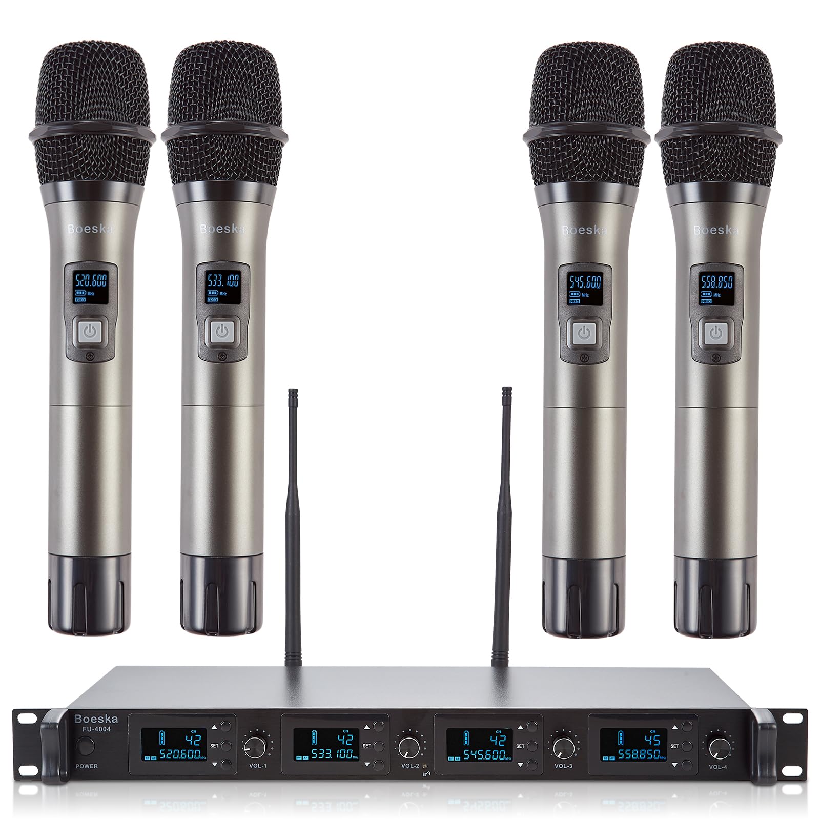 Sistema de Micrófono Inalámbrico Boeska de 4 Canales UHF