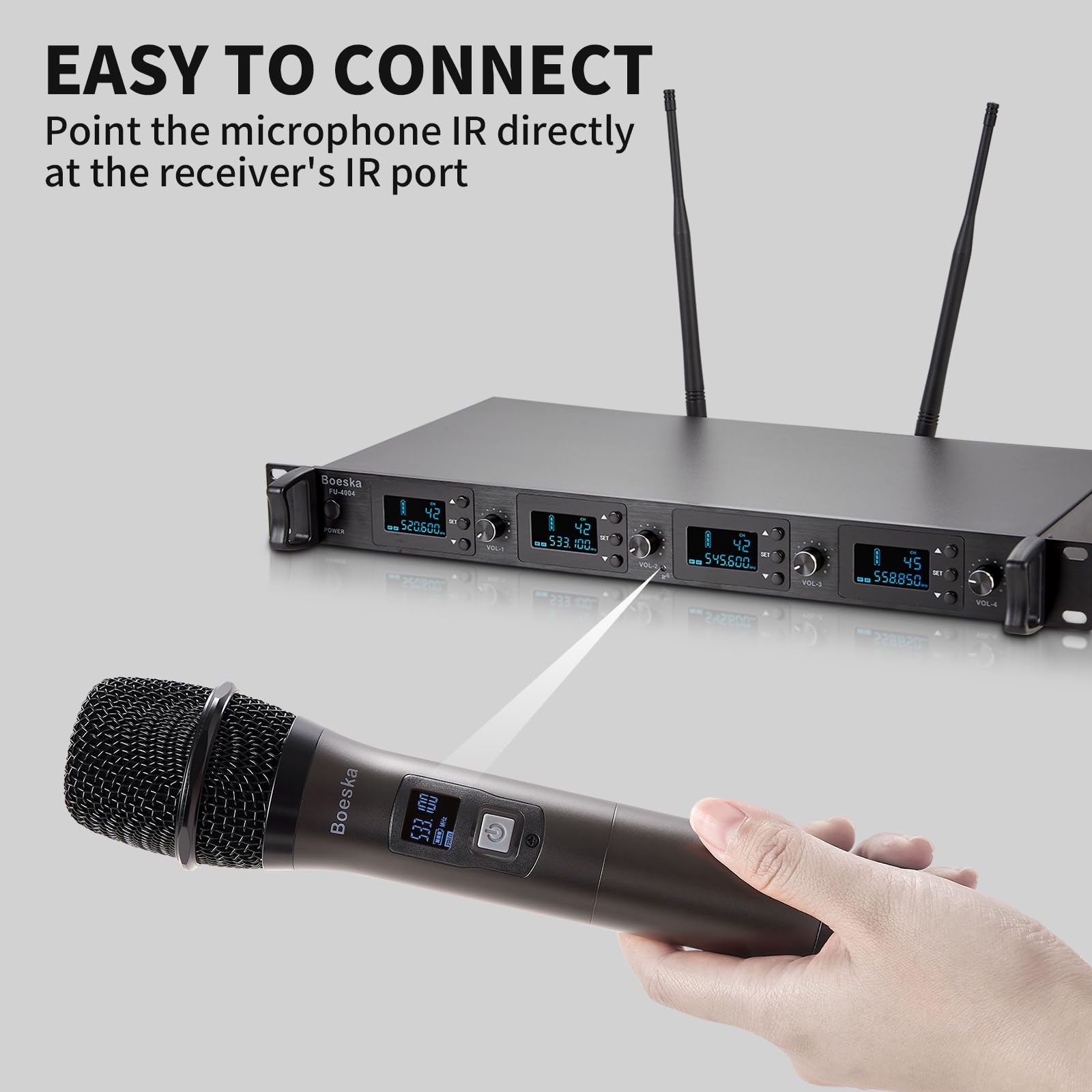 Sistema de Micrófono Inalámbrico Boeska de 4 Canales UHF - Imagen 7