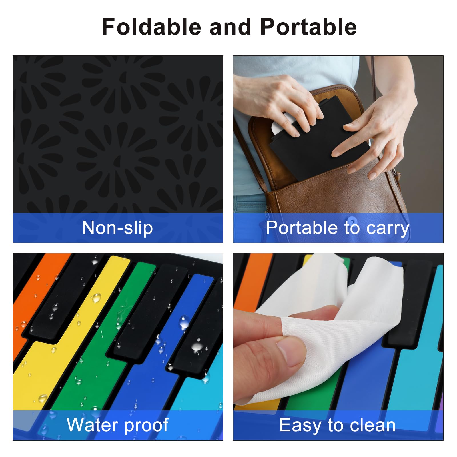 Piano de 49 Teclas, Teclado Portátil Digital Plegable, - Imagen 7