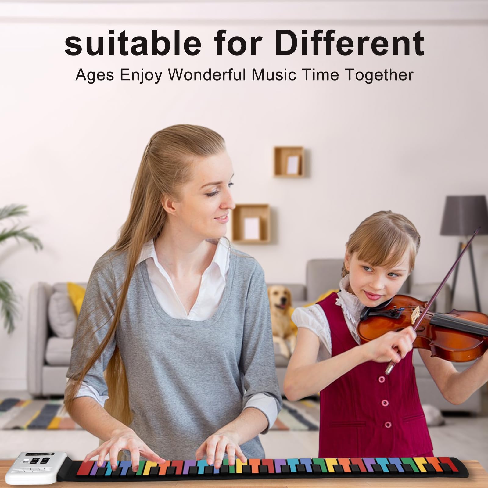 Piano de 49 Teclas, Teclado Portátil Digital Plegable, - Imagen 8