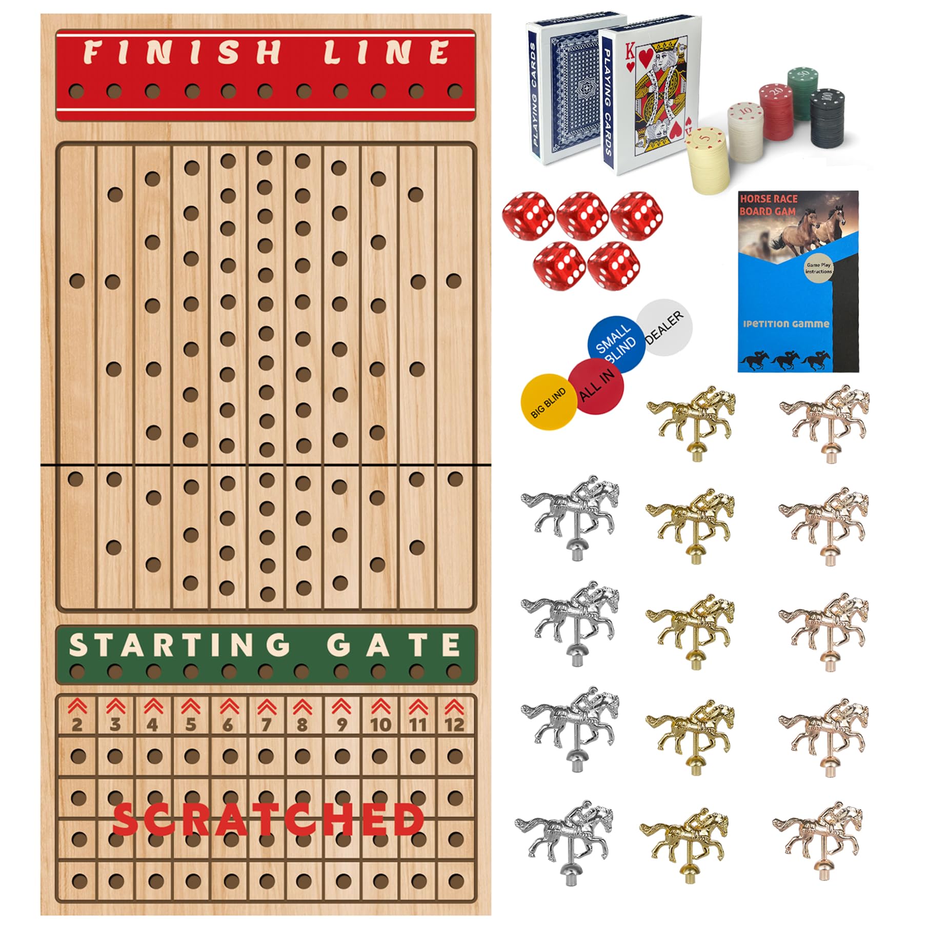 Juego de mesa de carreras de caballos grande de 24