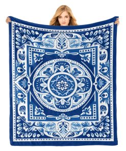 Manta de Franela PINKBAY Azul Blanco Porcelana 50�60in