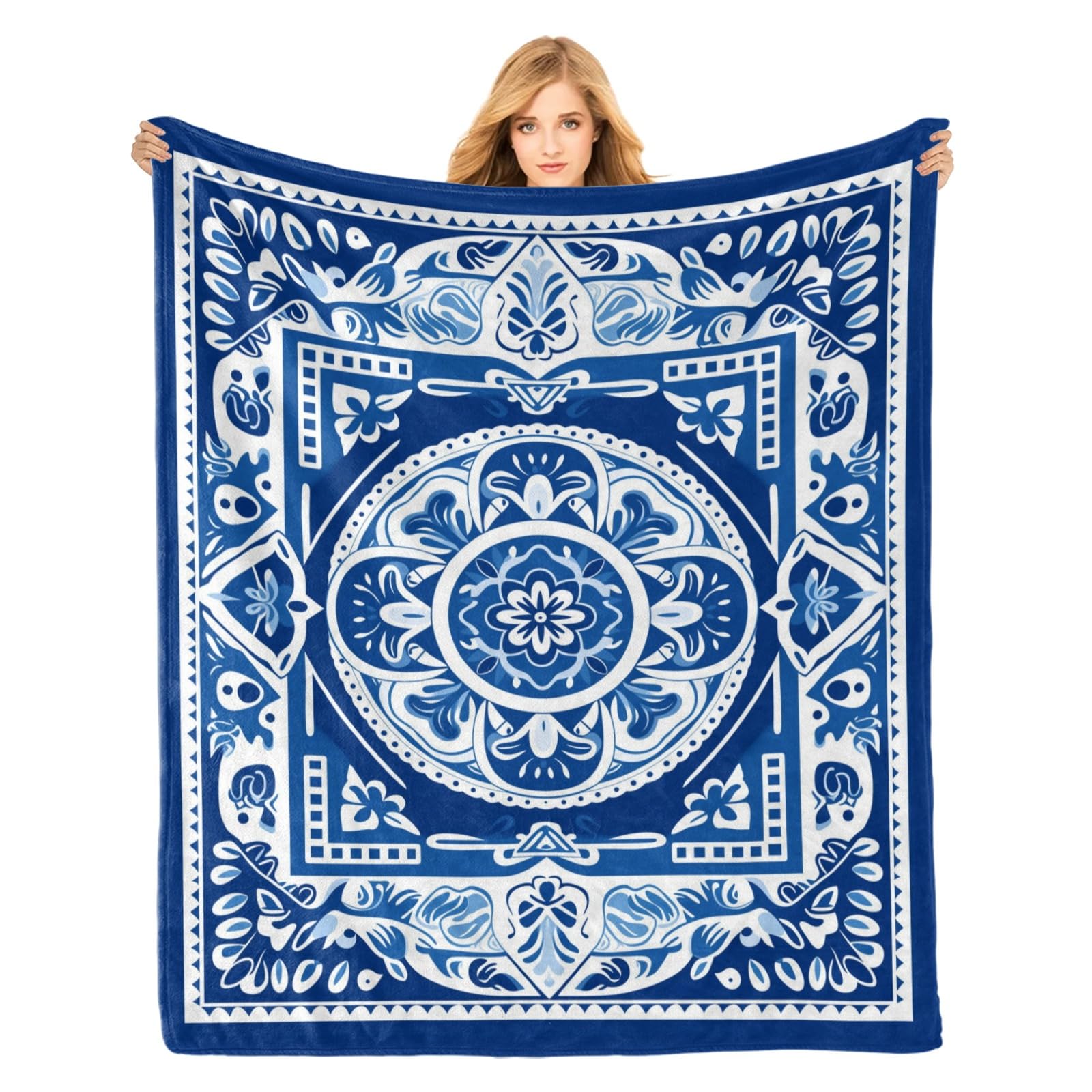 Manta de Franela PINKBAY Azul Blanco Porcelana 50�60in