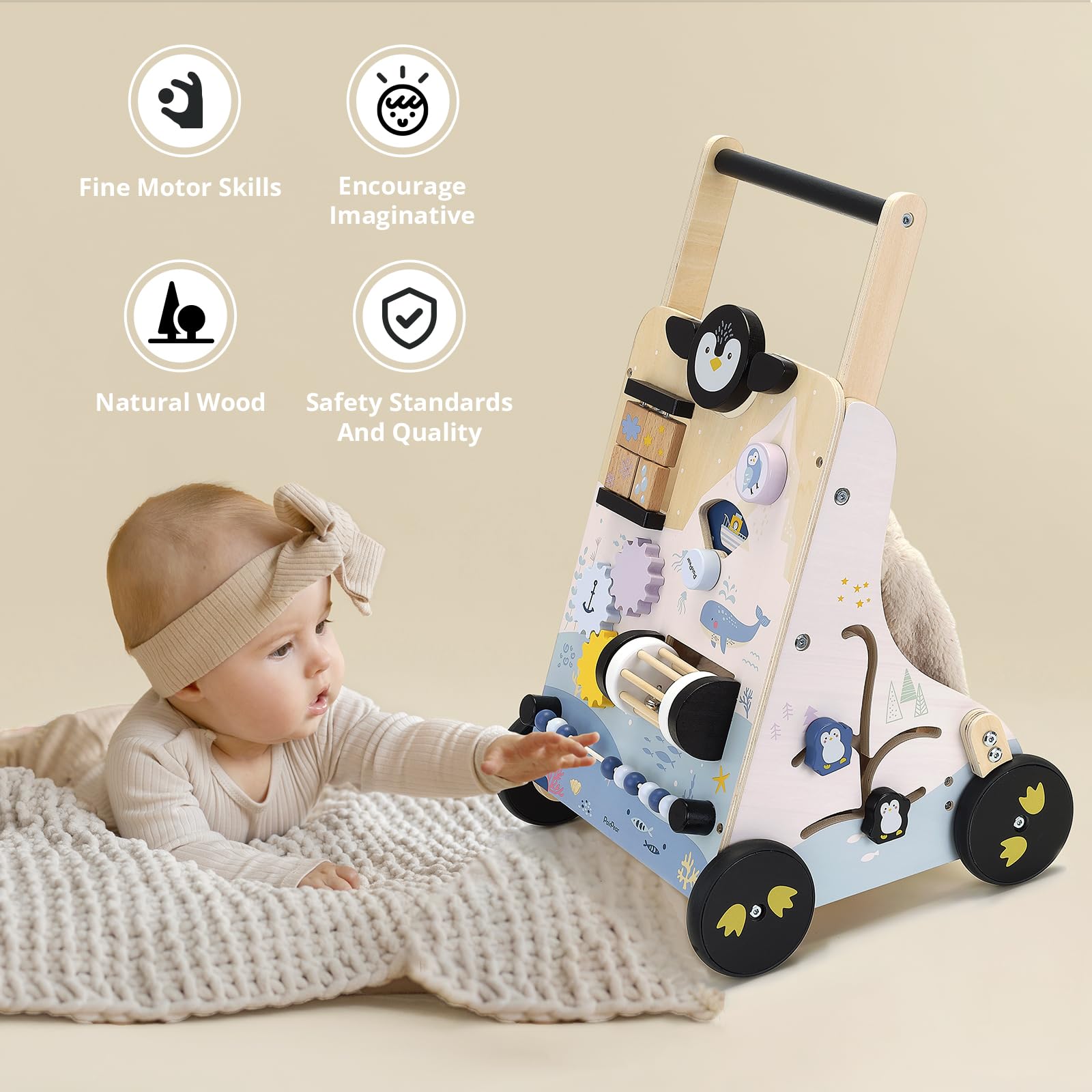 Andador de Madera PairPear para Bebés, Juguetes de Centro - Imagen 7